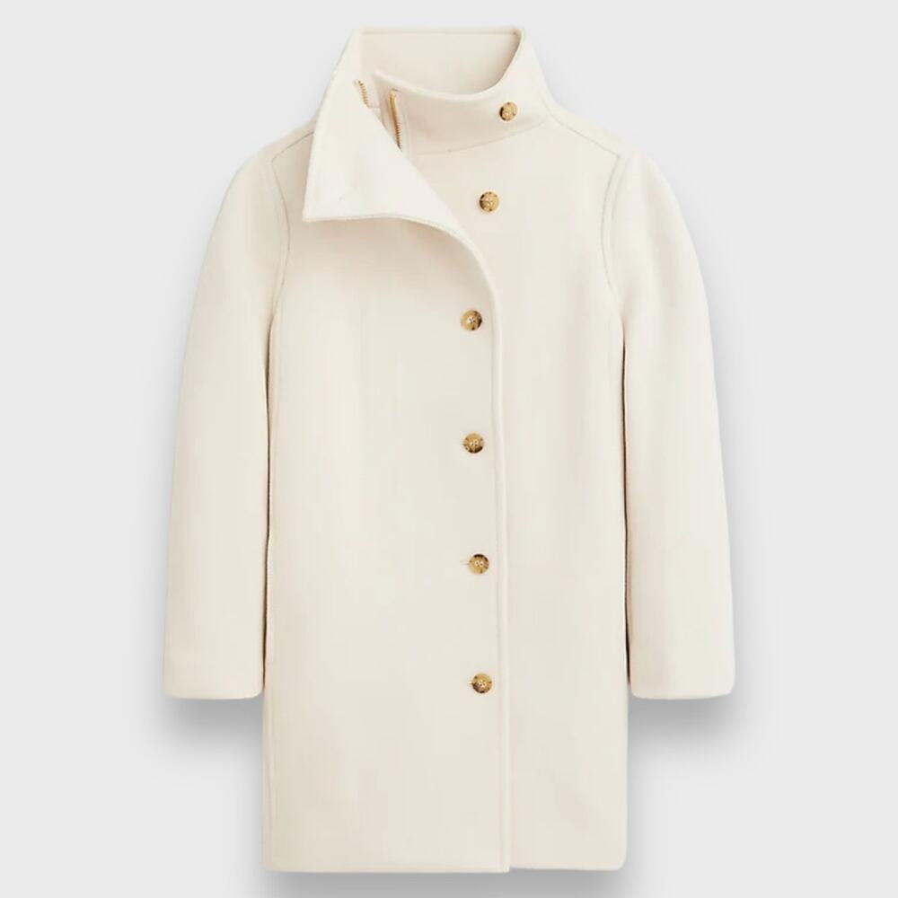 J CREW COAT 2 IVORY VILLA WOOL ITALIAN STADIUM CLOTH NELLO GORI PALE BONE CLASSY